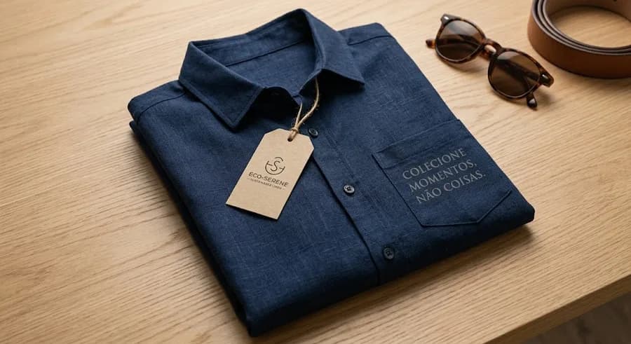 Camisa de linho dobrada sobre a mesa